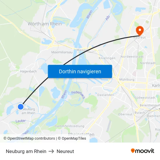 Neuburg am Rhein to Neureut map