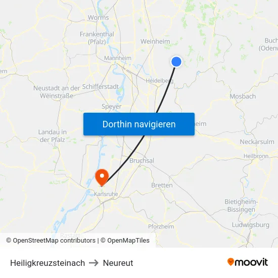 Heiligkreuzsteinach to Neureut map