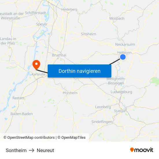 Sontheim to Neureut map