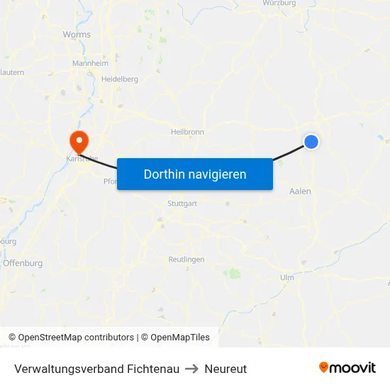Verwaltungsverband Fichtenau to Neureut map