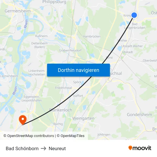 Bad Schönborn to Neureut map
