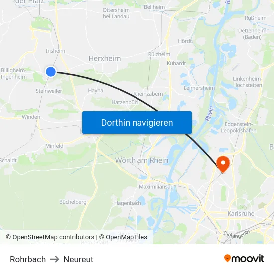 Rohrbach to Neureut map