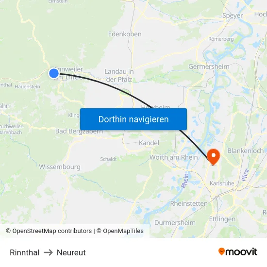Rinnthal to Neureut map