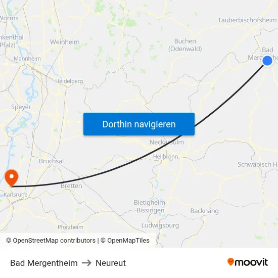 Bad Mergentheim to Neureut map