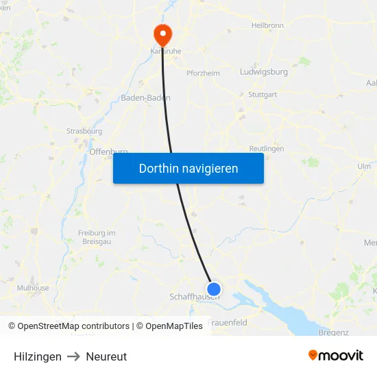 Hilzingen to Neureut map