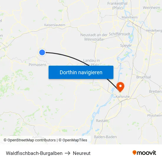 Waldfischbach-Burgalben to Neureut map