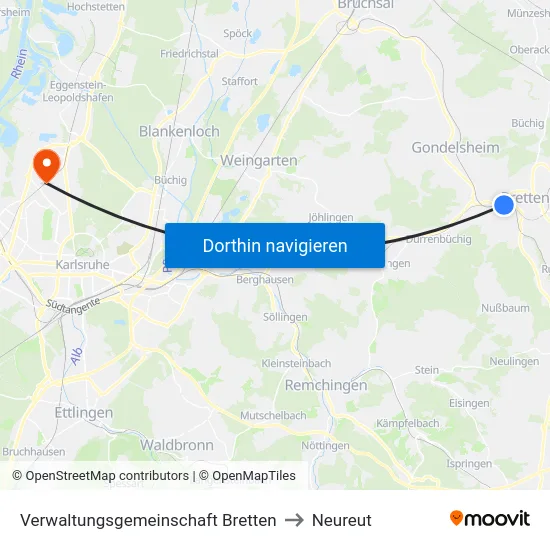 Verwaltungsgemeinschaft Bretten to Neureut map