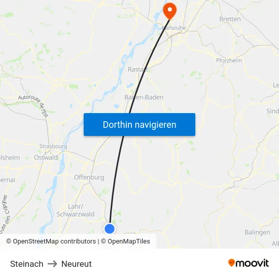 Steinach to Neureut map