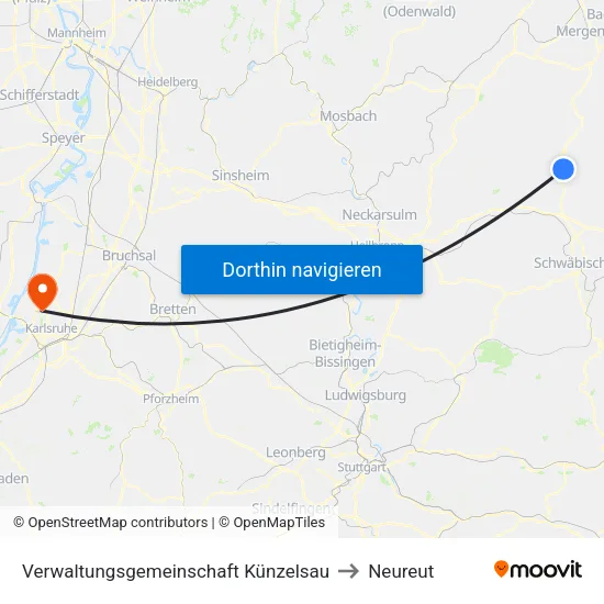 Verwaltungsgemeinschaft Künzelsau to Neureut map