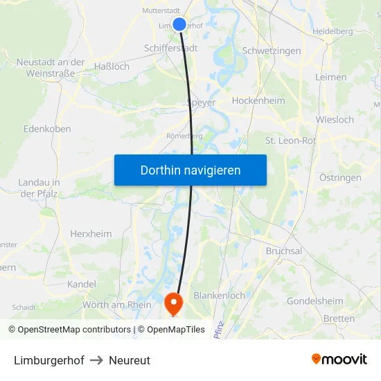 Limburgerhof to Neureut map