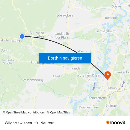 Wilgartswiesen to Neureut map