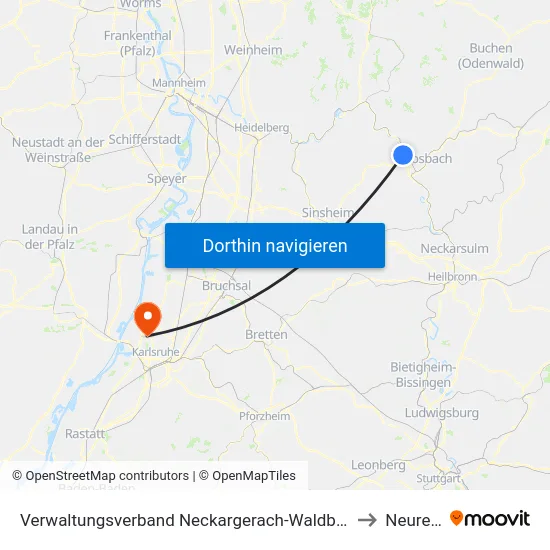 Verwaltungsverband Neckargerach-Waldbrunn to Neureut map