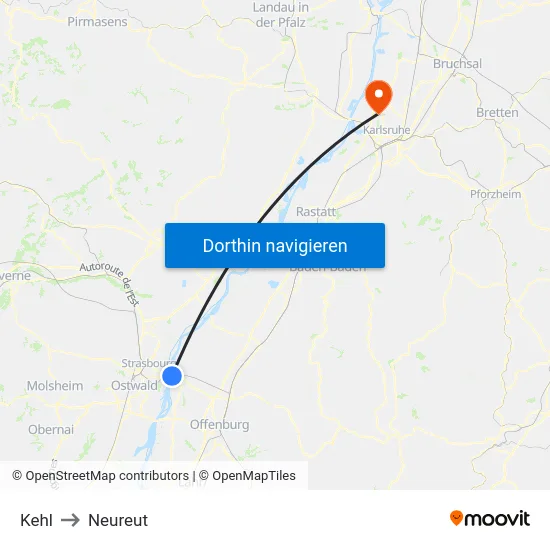 Kehl to Neureut map