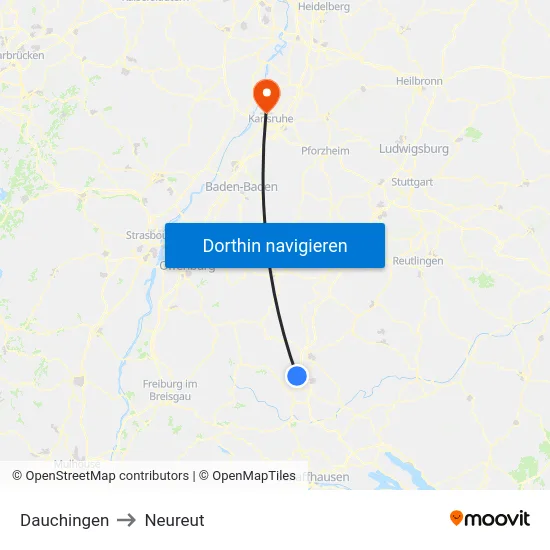 Dauchingen to Neureut map