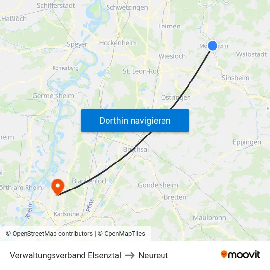 Verwaltungsverband Elsenztal to Neureut map