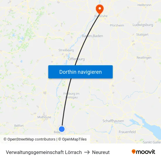 Verwaltungsgemeinschaft Lörrach to Neureut map