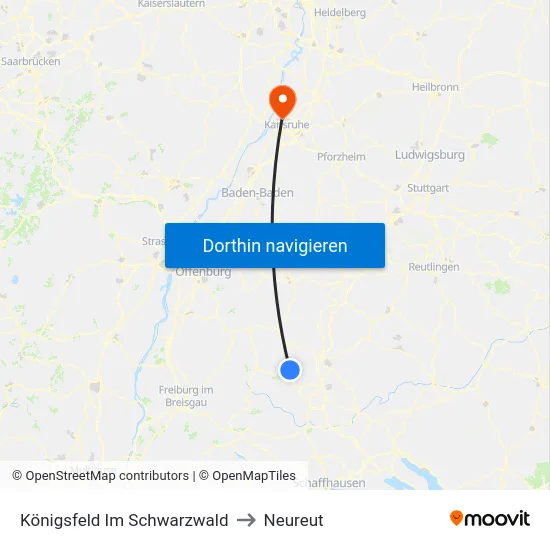 Königsfeld Im Schwarzwald to Neureut map