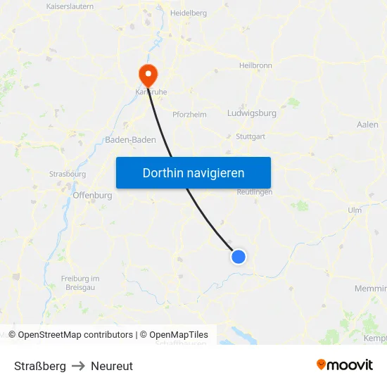 Straßberg to Neureut map