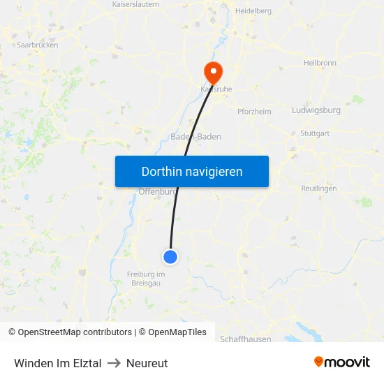 Winden Im Elztal to Neureut map
