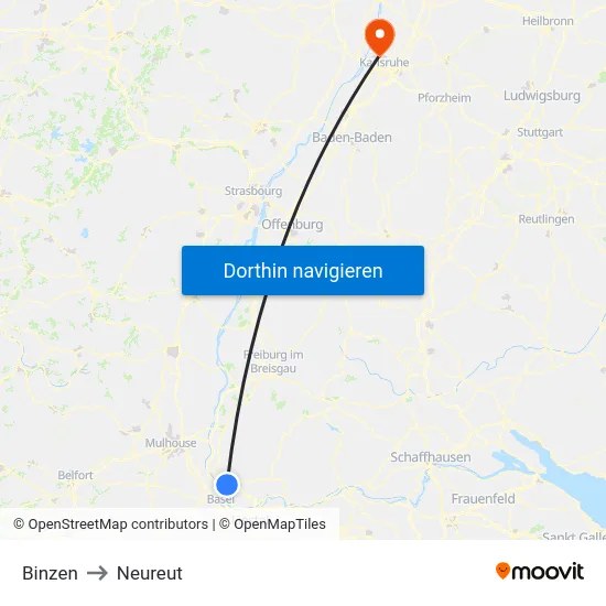 Binzen to Neureut map