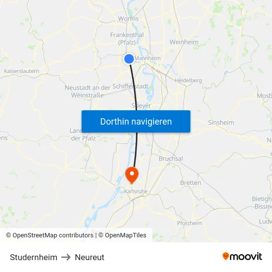 Studernheim to Neureut map