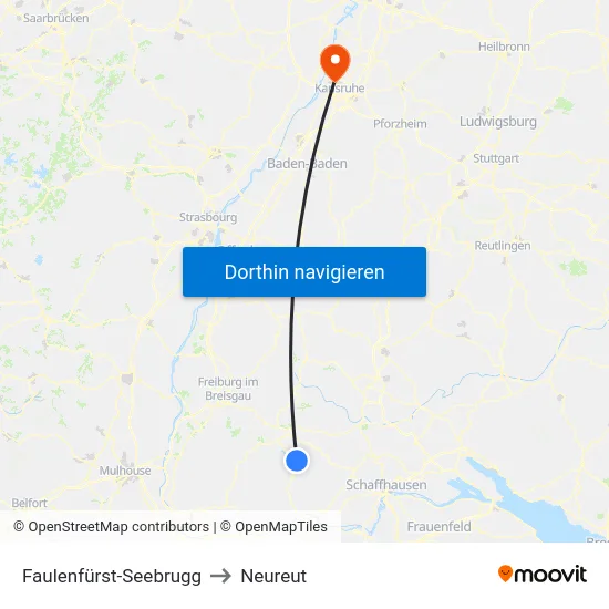 Faulenfürst-Seebrugg to Neureut map