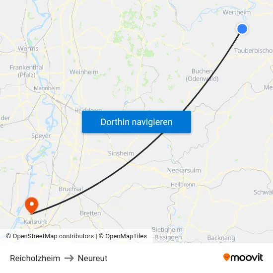 Reicholzheim to Neureut map