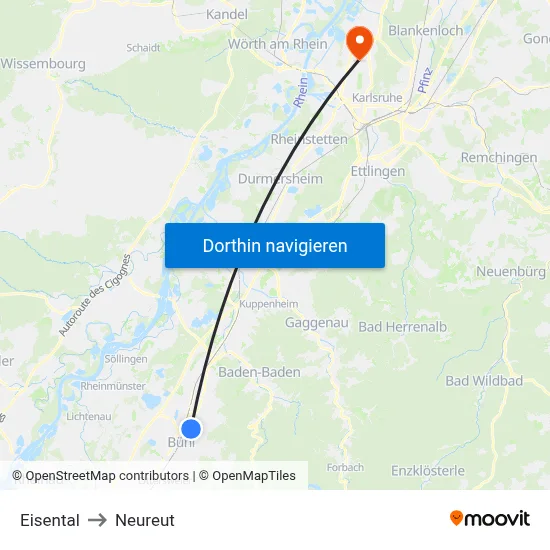 Eisental to Neureut map