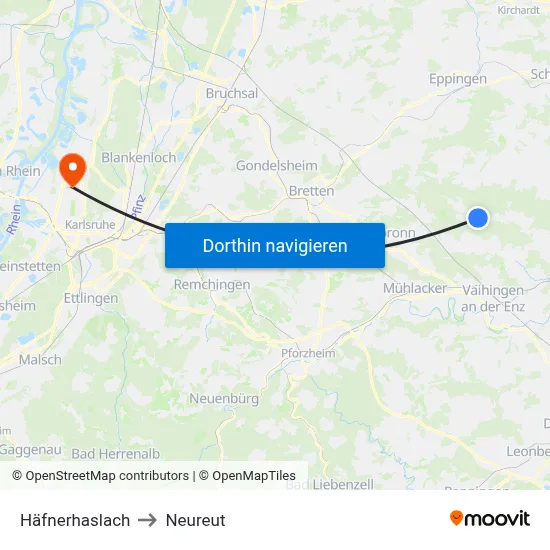 Häfnerhaslach to Neureut map