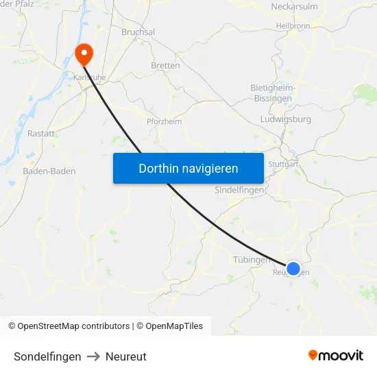 Sondelfingen to Neureut map