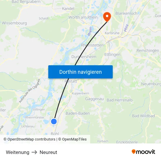 Weitenung to Neureut map