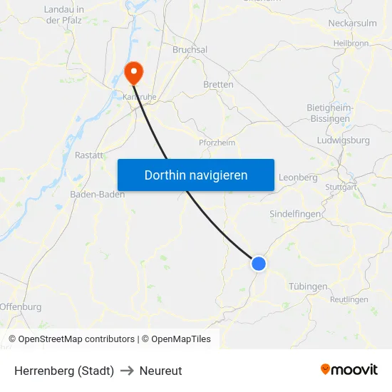 Herrenberg (Stadt) to Neureut map