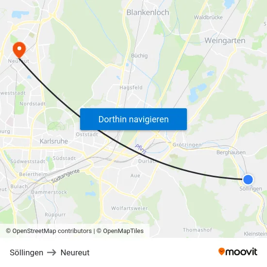 Söllingen to Neureut map