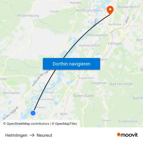 Helmlingen to Neureut map