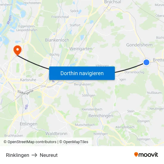 Rinklingen to Neureut map