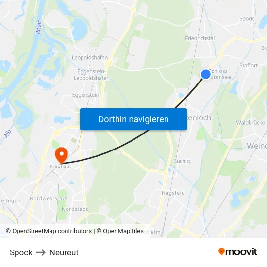 Spöck to Neureut map
