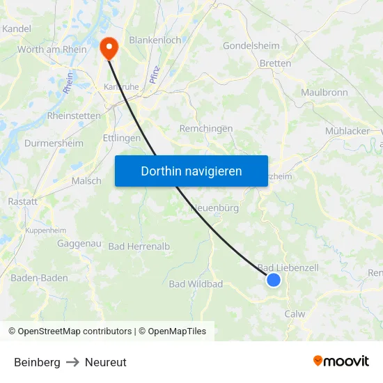 Beinberg to Neureut map