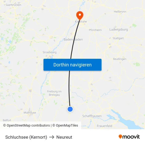 Schluchsee (Kernort) to Neureut map