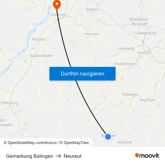 Gemarkung Balingen to Neureut map
