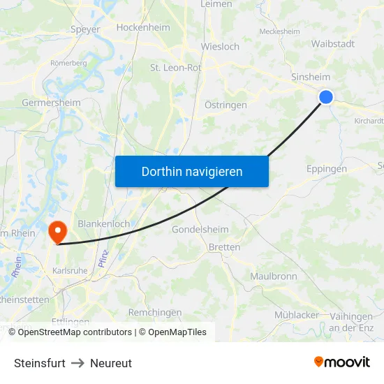Steinsfurt to Neureut map