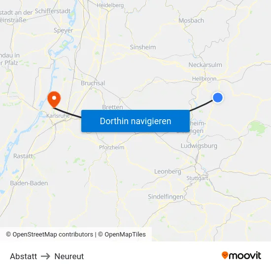 Abstatt to Neureut map