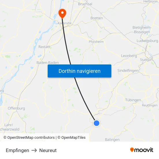 Empfingen to Neureut map