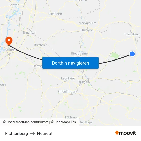 Fichtenberg to Neureut map