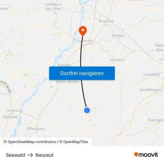 Seewald to Neureut map