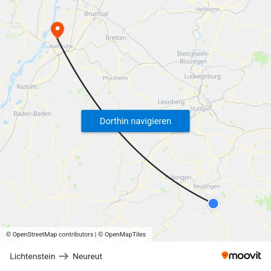 Lichtenstein to Neureut map