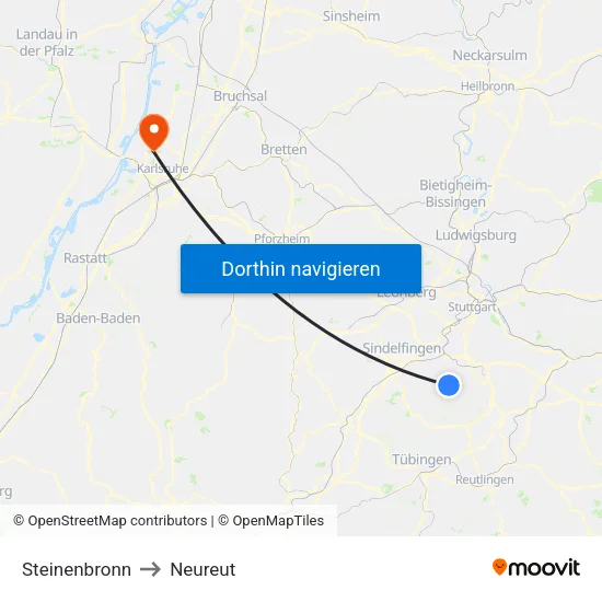 Steinenbronn to Neureut map