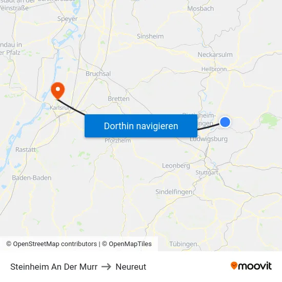 Steinheim An Der Murr to Neureut map