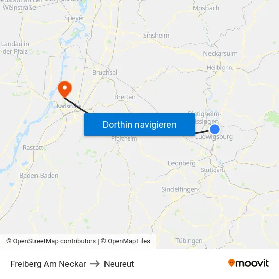 Freiberg Am Neckar to Neureut map