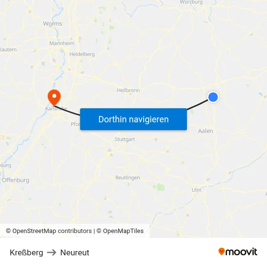 Kreßberg to Neureut map