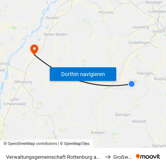 Verwaltungsgemeinschaft Rottenburg am Neckar to Großweier map
